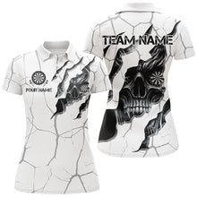 Load image into Gallery viewer, Personalized Skull White Grunge Darts Polo And Quarter-Zip Shirts For Women Custom Dart Team Jerseys TDM2922