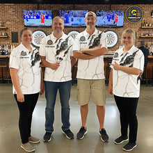 Load image into Gallery viewer, Personalized Skull White Grunge Darts Polo And Quarter-Zip Shirts For Men Custom Dart Team Jerseys TDM2922