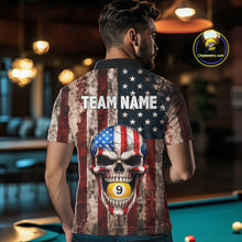 Load image into Gallery viewer, Vintage American Flag Skull 8 Ball 9 Ball Billiard Shirt For Men Custom Patriotic Pool Team Jersey TDM5656