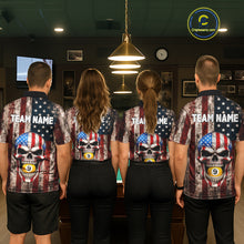 Load image into Gallery viewer, Vintage American Flag Skull 8 Ball 9 Ball Billiard Shirt For Men Custom Patriotic Pool Team Jersey TDM5656