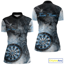 Load image into Gallery viewer, Black And Blue Smoke Dart Shirts For Women Custom Dart Jersey Pocket Option TDM3838