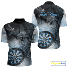 Load image into Gallery viewer, Black And Blue Smoke Dart Shirts For Men Custom Dart Jersey Pocket Option TDM3838