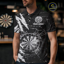 Load image into Gallery viewer, White Black Darts Board Break Glass Custom Dart Shirts For Men, Darts Team Shirts Dart Jersey TDM4522