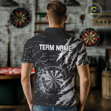 Load image into Gallery viewer, White Black Darts Board Break Glass Custom Dart Shirts For Men, Darts Team Shirts Dart Jersey TDM4522