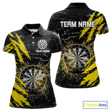 Load image into Gallery viewer, Yellow Black Darts Board Break Glass Custom Dart Shirts For Women, Darts Team Shirts Dart Jersey TDM4523