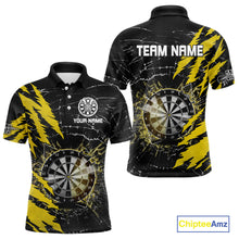 Load image into Gallery viewer, Yellow Black Darts Board Break Glass Custom Dart Shirts For Men, Darts Team Shirts Dart Jersey TDM4523