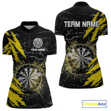 Load image into Gallery viewer, Yellow Black Darts Board Break Glass Custom Dart Shirts For Women, Darts Team Shirts Dart Jersey TDM4523