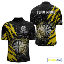 Load image into Gallery viewer, Yellow Black Darts Board Break Glass Custom Dart Shirts For Men, Darts Team Shirts Dart Jersey TDM4523