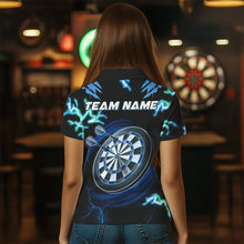 Load image into Gallery viewer, Personalized Blue 3D Tiger Thunder Lightning Dart Shirts For Women Custom Darts League Jerseys TDM3384