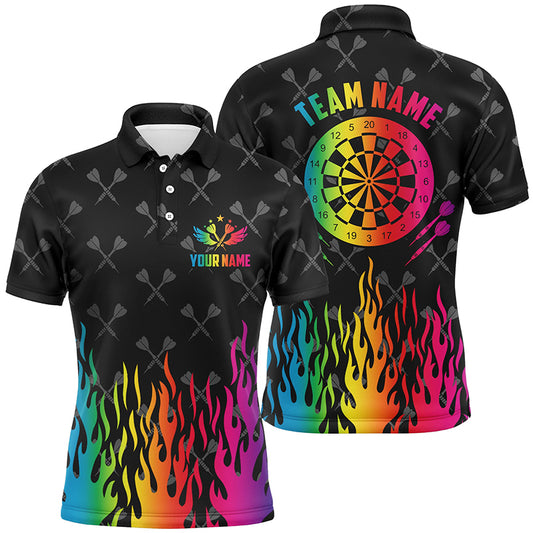 Personalized Dartboard Colorful Fire Flame Darts Men Polo Shirts Custom Unique Darts Team Jersey TDM1393