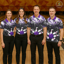 Load image into Gallery viewer, Personalized Grunge Bowling Shirt For Women Custom Bowling Polo &amp; 1/4 Zip, Bowling Uniform |Purple TDM6274