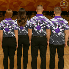 Load image into Gallery viewer, Personalized Grunge Bowling Shirt For Women Custom Bowling Polo &amp; 1/4 Zip, Bowling Uniform |Purple TDM6274