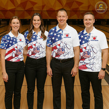 Load image into Gallery viewer, American Flag Patriotic Bowling Shirt For Women Custom Bowling Polo &amp; Quarter Zip Team Shirts TDM6276