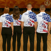 Load image into Gallery viewer, American Flag Patriotic Bowling Shirt For Women Custom Bowling Polo &amp; Quarter Zip Team Shirts TDM6276