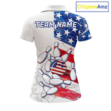Load image into Gallery viewer, American Flag Patriotic Bowling Shirt For Women Custom Bowling Polo &amp; Quarter Zip Team Shirts TDM6276