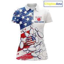 Load image into Gallery viewer, American Flag Patriotic Bowling Shirt For Women Custom Bowling Polo &amp; Quarter Zip Team Shirts TDM6276