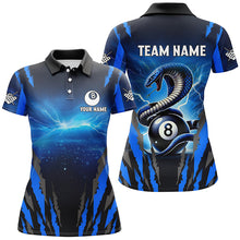 Load image into Gallery viewer, Personalized Thunder Lightning Cobra Snake Women Billiard Shirts, 8 Ball Billiard Team Jerseys |Blue TDM2680