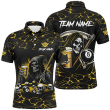 Load image into Gallery viewer, Yellow Funny Grim Reaper &amp; Beer Billiard Shirts For Men Custom 8 Ball Lightning Billiard Jerseys TDM2939