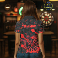 Load image into Gallery viewer, Black And Red Grunge Darts Polo, Quarter Zip For Women Custom Dart Shirts For Team, Dart Jerseys TDM5152
