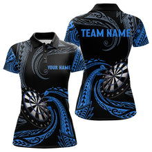 Load image into Gallery viewer, Personalized Blue Tribal Polynesian Womens Dart Shirts Custom Darts Polo &amp; 1/4 Zip Team Jersey TDM5154
