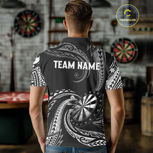 Load image into Gallery viewer, Personalized White Black Tribal Polynesian Mens Dart Shirts Custom Dart Polo &amp; 1/4 Zip Team Jersey TDM5155