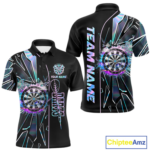 Personalized Holographic Break Glass Mens Dart Shirts Custom Darts Jersey Team Polo & 1/4 Zip TDM5157