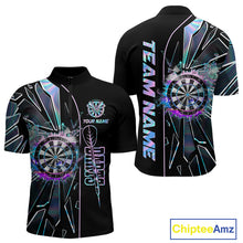 Load image into Gallery viewer, Personalized Holographic Break Glass Mens Dart Shirts Custom Darts Jersey Team Polo &amp; 1/4 Zip TDM5157