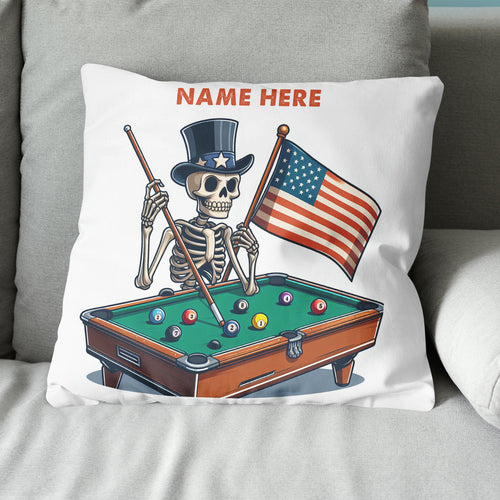 Personalized Funny Skeleton Playing Billiard Custom Name Billiard Pillow TDM0876