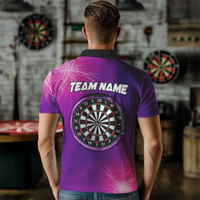 Load image into Gallery viewer, Purple Thunder Lightning Light Darts Polo &amp; Quarter Zip Custom Darts Shirts For Men Darts Jerseys TDM3391