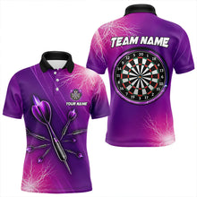 Load image into Gallery viewer, Purple Thunder Lightning Light Darts Polo &amp; Quarter Zip Custom Darts Shirts For Men Darts Jerseys TDM3391