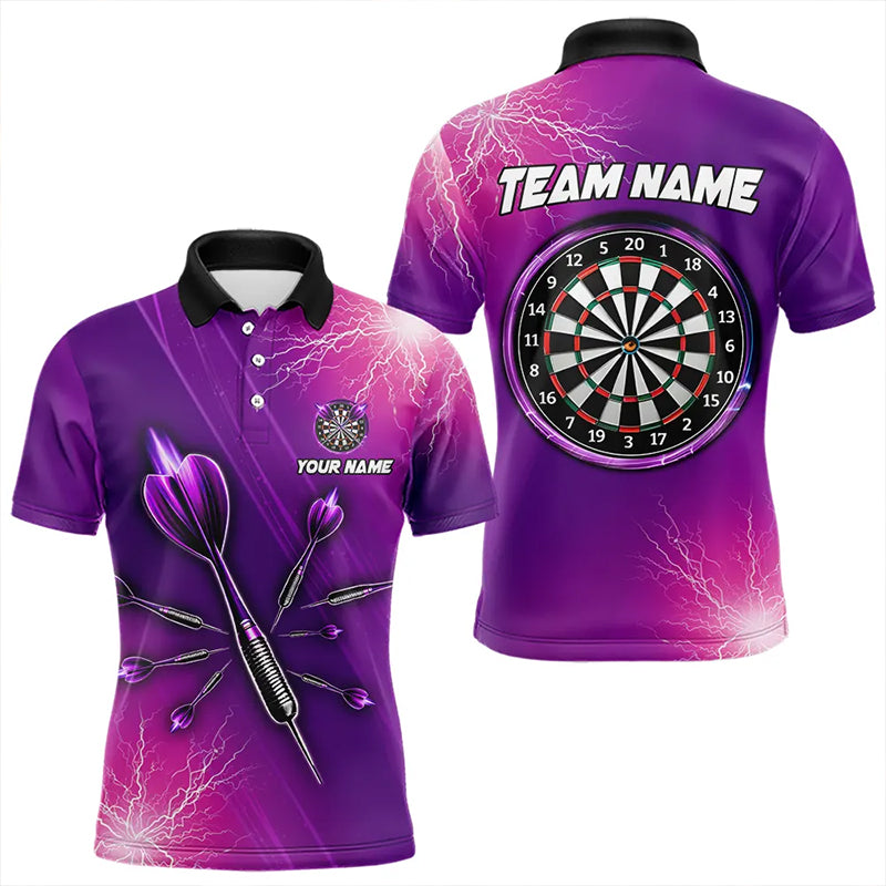 Purple Thunder Lightning Light Darts Polo & Quarter Zip Custom Darts Shirts For Men Darts Jerseys TDM3391