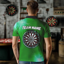Load image into Gallery viewer, Green Thunder Lightning Light Darts Polo &amp; Quarter Zip Custom Darts Shirts For Men Darts Jerseys TDM3393