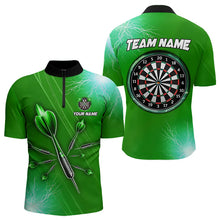 Load image into Gallery viewer, Green Thunder Lightning Light Darts Polo &amp; Quarter Zip Custom Darts Shirts For Men Darts Jerseys TDM3393