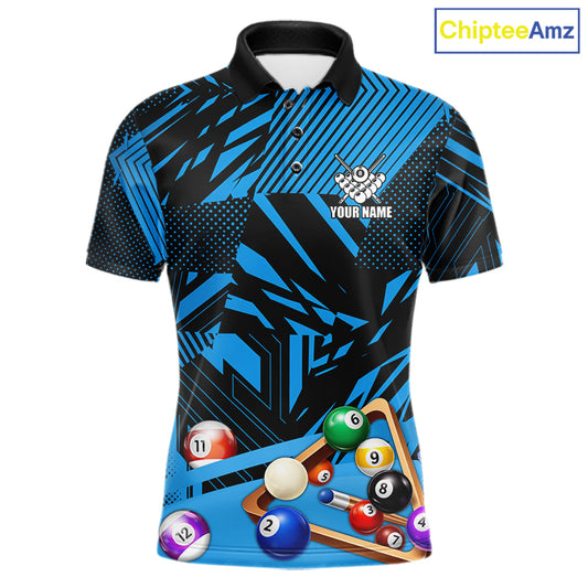 Blue 8 Ball Billiard Shirt For Men Custom Billiard Tournament Pool Team Jersey Polo & 1/4 Zip TDM6024