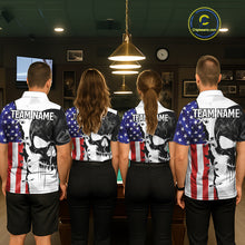 Load image into Gallery viewer, American Flag Smoke Skull Billiard Shirt For Men Custom 8 Ball Pool Team Jersey Polo &amp; 1/4 Zip TDM6285