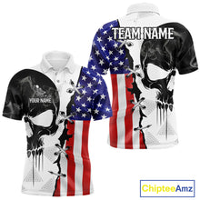 Load image into Gallery viewer, American Flag Smoke Skull Billiard Shirt For Men Custom 8 Ball Pool Team Jersey Polo &amp; 1/4 Zip TDM6285