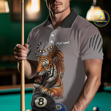 Load image into Gallery viewer, Personalized Funny Tiger 8 Ball, 9 Ball &amp; 10 Ball Billiard Shirt For Men Custom Pool Team Jersey TDM4972
