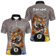 Load image into Gallery viewer, Personalized Funny Tiger 8 Ball, 9 Ball &amp; 10 Ball Billiard Shirt For Men Custom Pool Team Jersey TDM4972