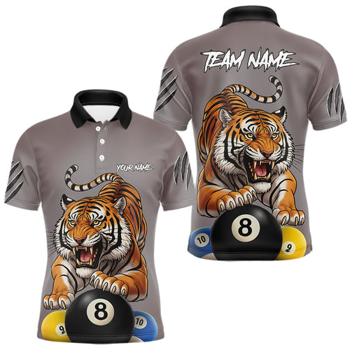 Personalized Funny Tiger 8 Ball, 9 Ball & 10 Ball Billiard Shirt For Men Custom Pool Team Jersey TDM4972