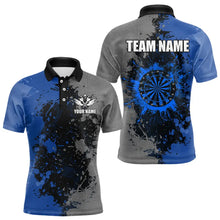 Load image into Gallery viewer, Personalized Darts Paint Blue And Grey Dart Shirts For Men Custom Grunge Dart Team Jerseys TDM3396