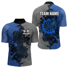 Load image into Gallery viewer, Personalized Darts Paint Blue And Grey Dart Shirts For Men Custom Grunge Dart Team Jerseys TDM3396