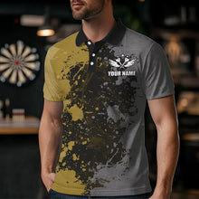 Load image into Gallery viewer, Personalized Darts Paint Yellow And Grey Dart Shirts For Men Custom Grunge Dart Team Jerseys TDM3397