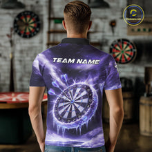 Load image into Gallery viewer, Personalized Purple Dartboard Icy Darts Shirt For Men Custom Darts Jersey Team Polo &amp; 1/4 Zip TDM5681