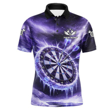 Load image into Gallery viewer, Personalized Purple Dartboard Icy Darts Shirt For Men Custom Darts Jersey Team Polo &amp; 1/4 Zip TDM5681