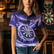 Load image into Gallery viewer, Personalized Purple Dartboard Icy Darts Shirt For Women Custom Darts Jersey Team Polo &amp; 1/4 Zip TDM5681