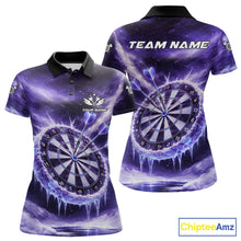 Load image into Gallery viewer, Personalized Purple Dartboard Icy Darts Shirt For Women Custom Darts Jersey Team Polo &amp; 1/4 Zip TDM5681