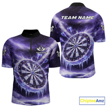 Load image into Gallery viewer, Personalized Purple Dartboard Icy Darts Shirt For Men Custom Darts Jersey Team Polo &amp; 1/4 Zip TDM5681