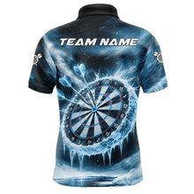 Load image into Gallery viewer, Personalized Blue Dartboard Icy Darts Shirt For Men Custom Darts Jersey Team Polo &amp; 1/4 Zip TDM5682