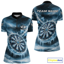 Load image into Gallery viewer, Personalized Blue Dartboard Icy Darts Shirt For Women Custom Darts Jersey Team Polo &amp; 1/4 Zip TDM5682