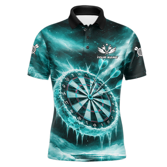 Personalized Turquoise Dartboard Icy Darts Shirt For Men Custom Darts Jersey Team Polo & 1/4 Zip TDM5683